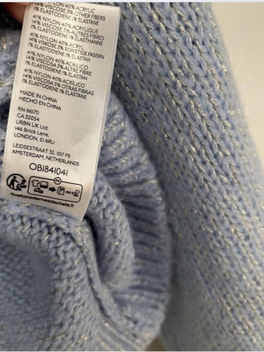 UO Kimchi Blue iridescent Knit Light Blue Button up cropped sweater - Picture 5 of 9